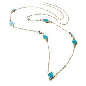 Turquoise enamel diamond-shaped station necklace